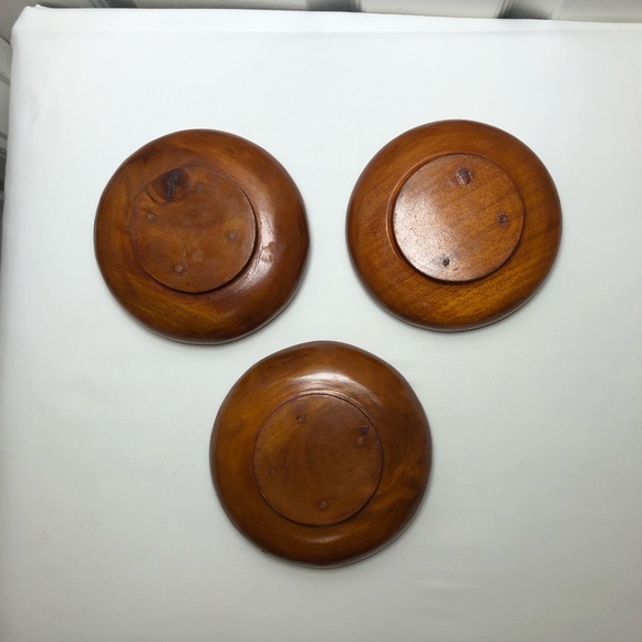 Unbranded Vintage Set Of 3 Hand Turned Crafted Wood Salad / Snack Bowls - Picture 8 of 12